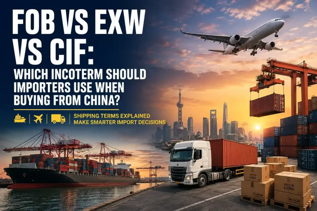 FOB vs EXW vs CIF comparison for importers buying and shipping products from China