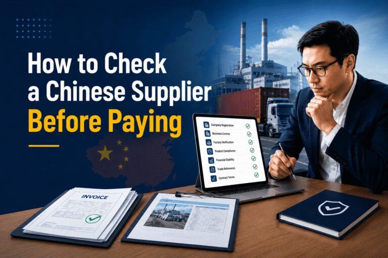 Chinese supplier verification checklist with factory documents, product samples, quality control notes and payment checks for importers sourcing from China.