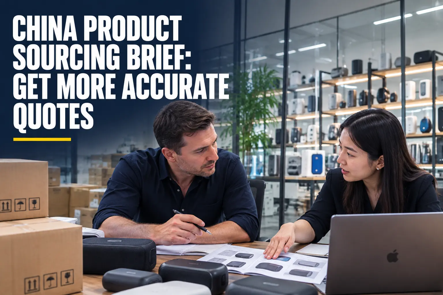 China product sourcing brief reviewed beside product samples and specifications