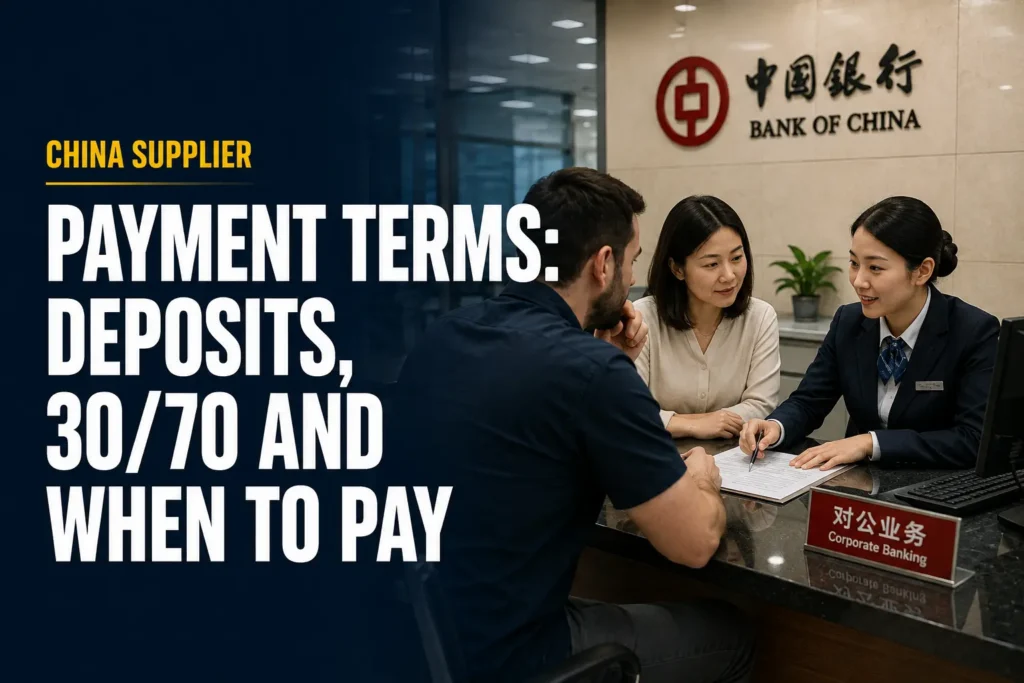 Buyer reviewing China supplier payment terms with a Chinese manufacturer