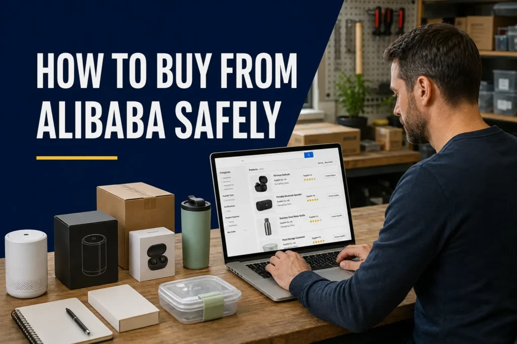 Importer learning how to buy from Alibaba safely while comparing supplier products and ratings online